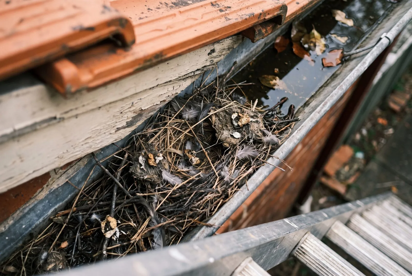 Nests blocking gutters