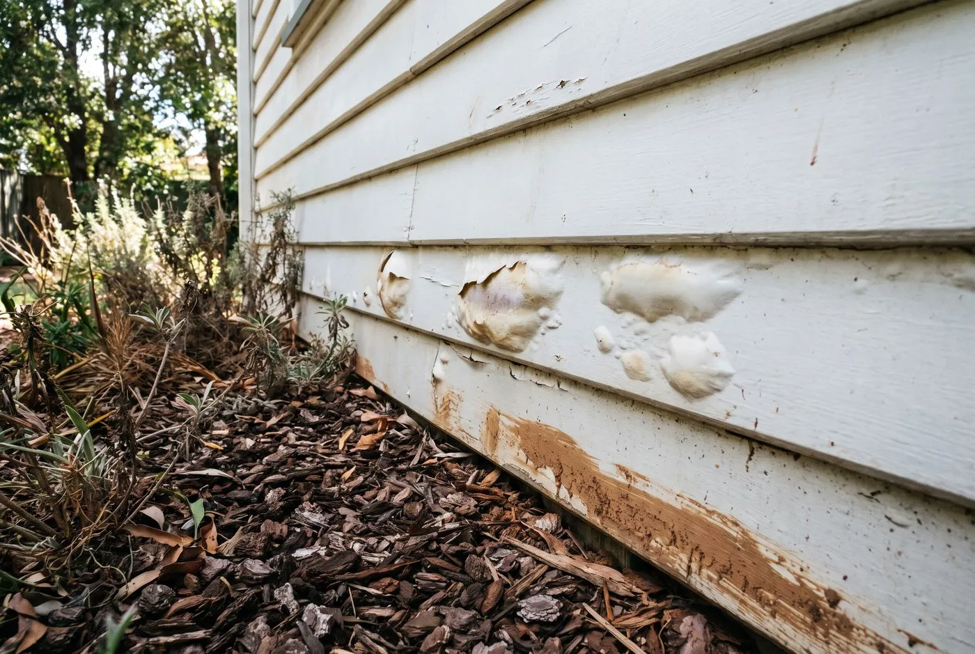 Bubbling paint over soil