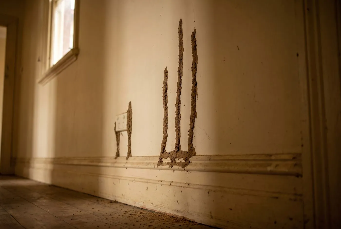 Mud tubes on walls