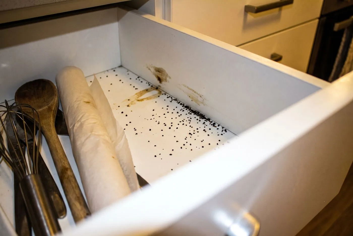 Droppings like coffee grounds