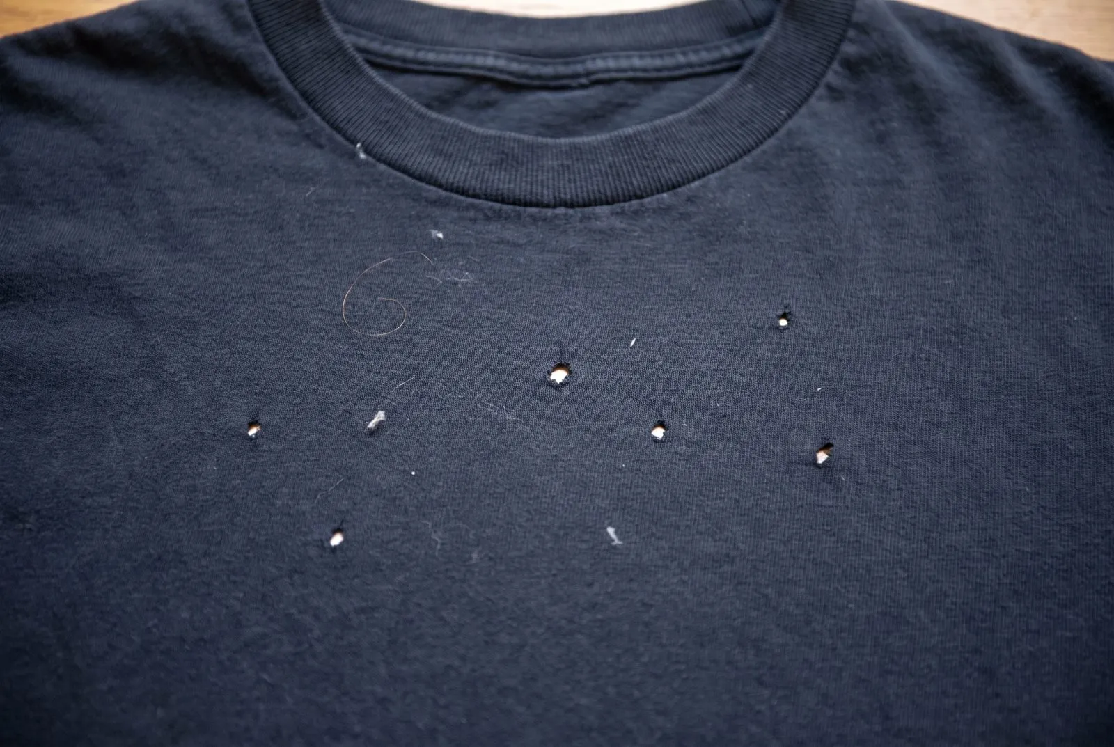 Irregular holes in fabric