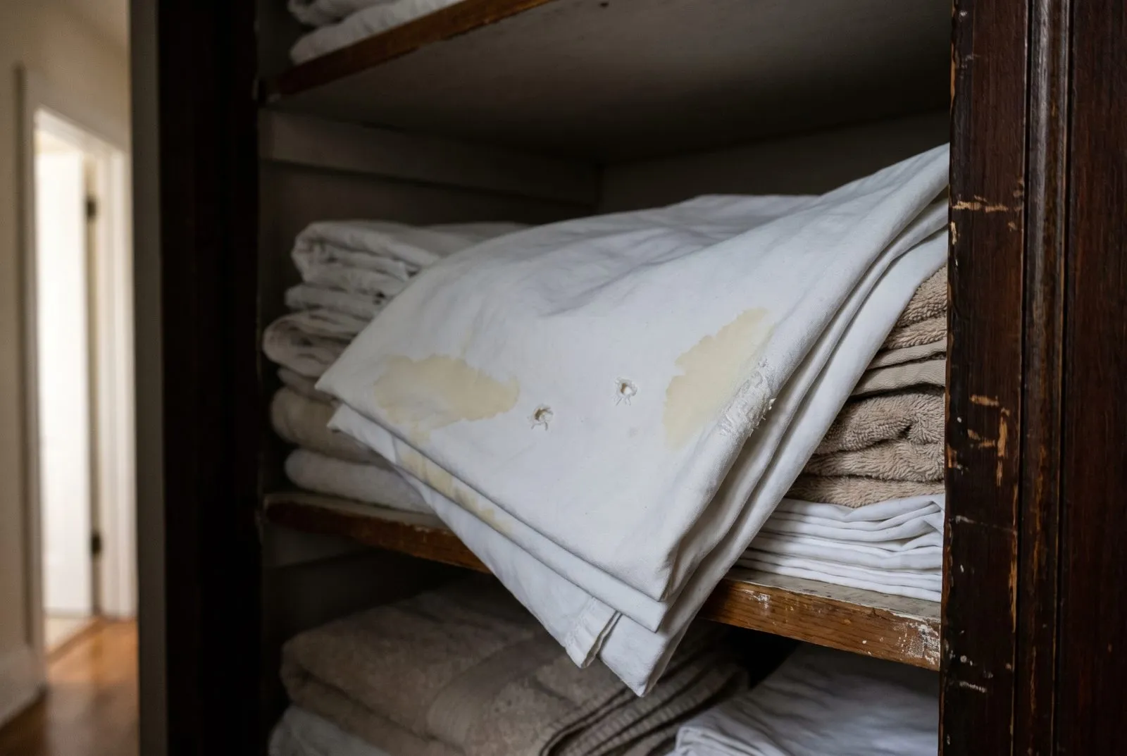 Yellowish stains on linen